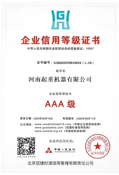 Enterprise Credit Rating Certificate